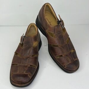 JOHNSON & MURPHY MEN’S  Brown  Fisherman’s Closed Toe  Sheepskin Sandal Sz 8.5